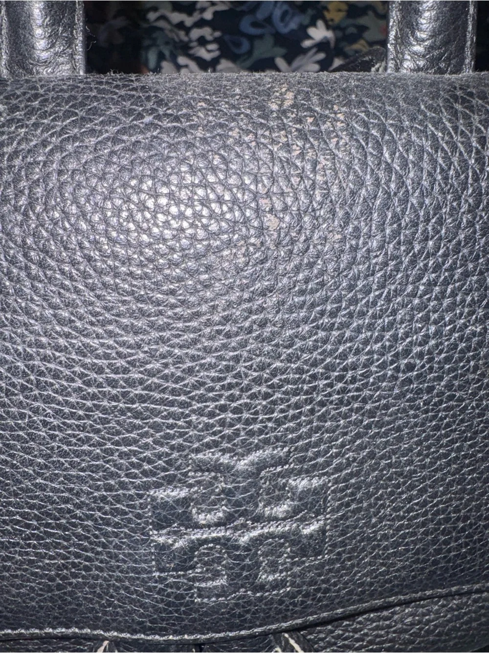Tory Burch Black Pebbled Leather Tassel Mini Backpack